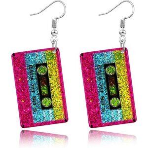 80s 90s Earrings for Women Colorful Lightning Acrylic Drop Earrings Neon